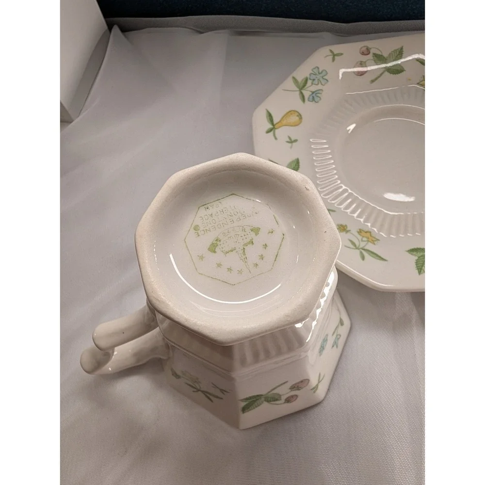 MCM Independence Interpace Japan Footed Teacup & Saucer | Mixed Fruit Floral